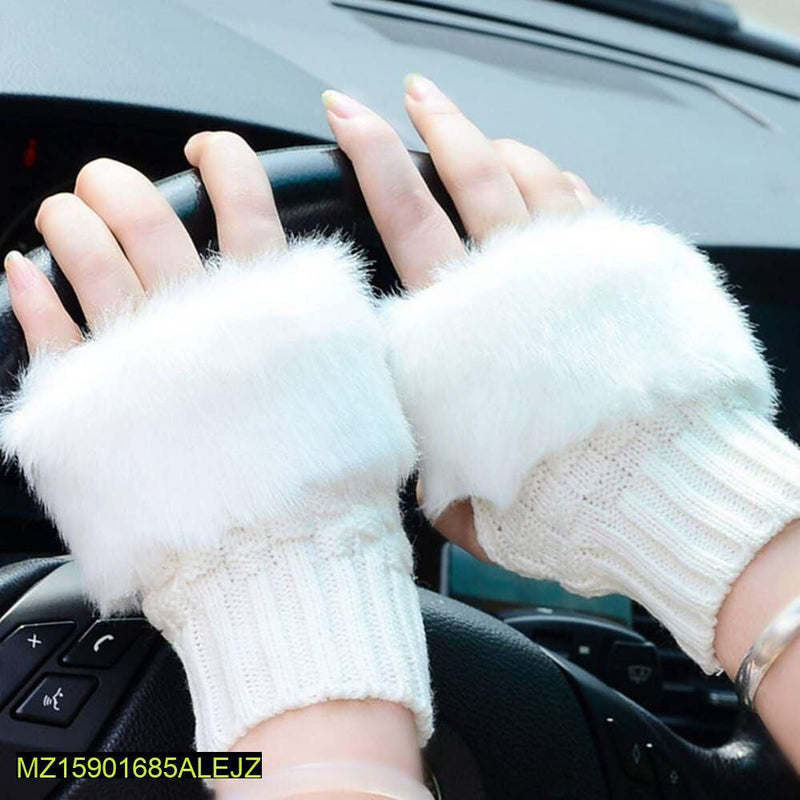 Faux Rabbit Fur Gloves For Women