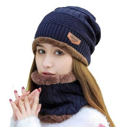 Beanis wool cap with neck warmer