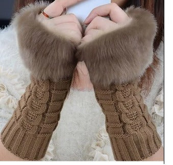 Faux Rabbit Fur Gloves For Women