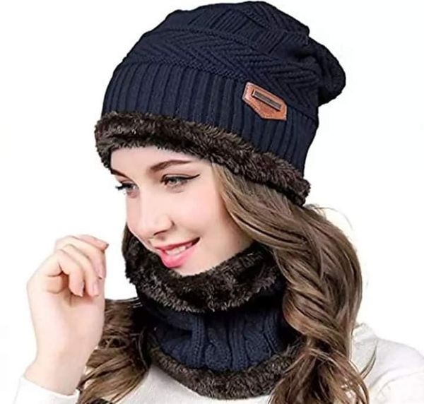 Beanis wool cap with neck warmer