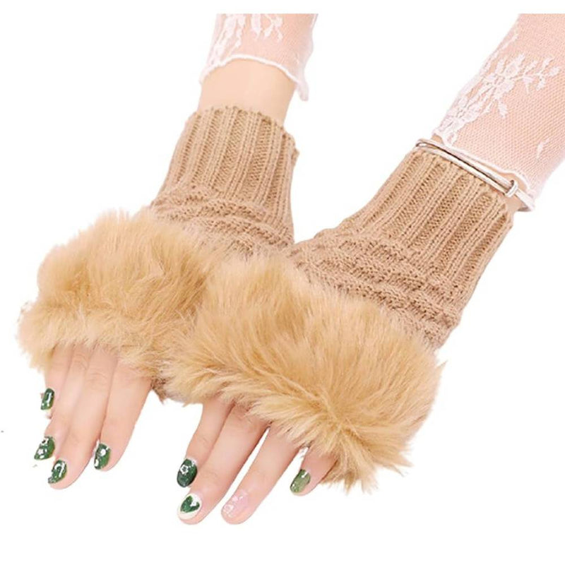 Faux Rabbit Fur Gloves For Women