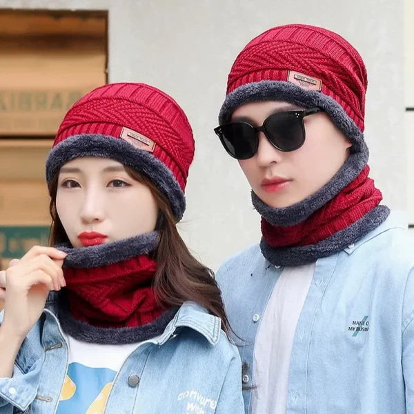 Beanis wool cap with neck warmer