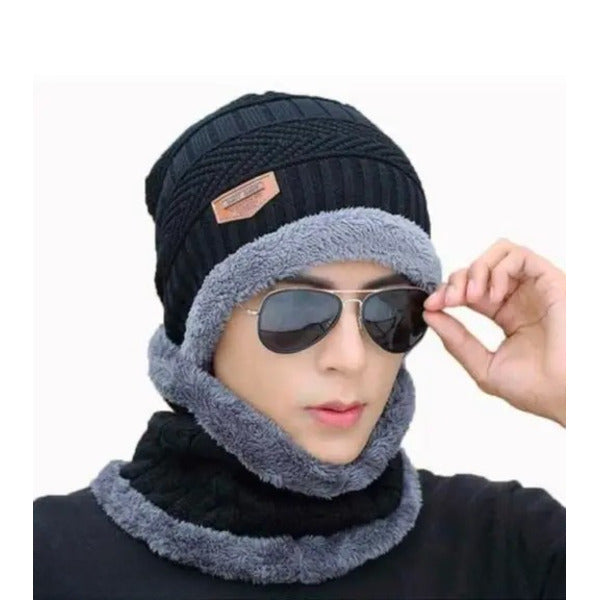 Beanis wool cap with neck warmer